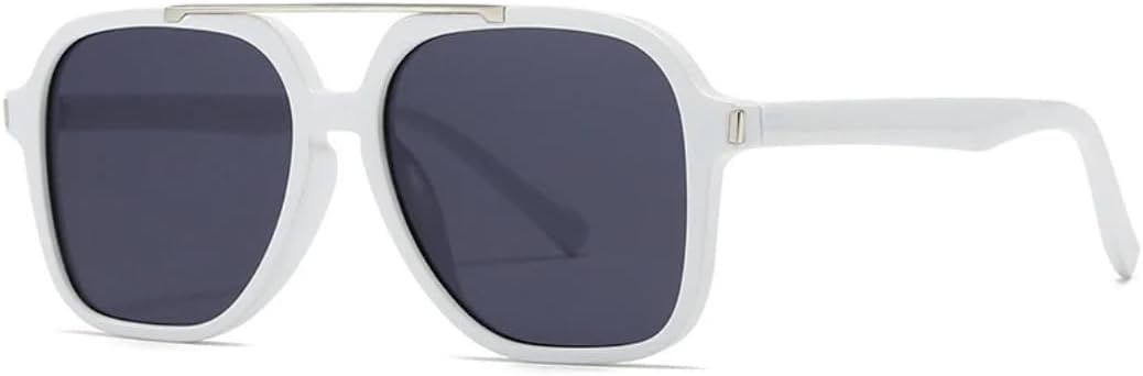 

Модные солнцезащитные очки с увеличенными двойными перемычками для женщин, защита от УФ-излучения UV400, ретро-заклепки, для мужчин, темно-зеленые VRTRFFTR, White Gray