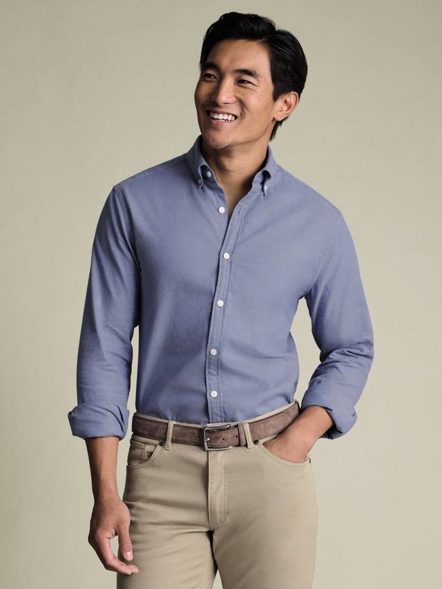 

Фланелевая рубашка с мягкой текстурой Charles Tyrwhitt, Denim Blue