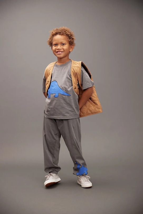 

Детские хлопковые спортивные штаны Dino Mini Rodini, серый