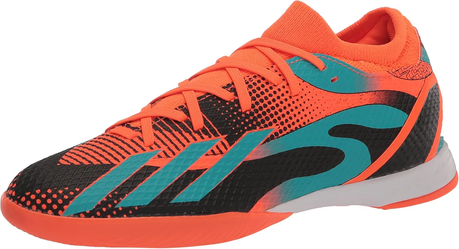 Футбольные бутсы Adidas Unisex-Adult Speedportal Messi.3 для игры в зале, оранжевый/мятный/черный — фото 2