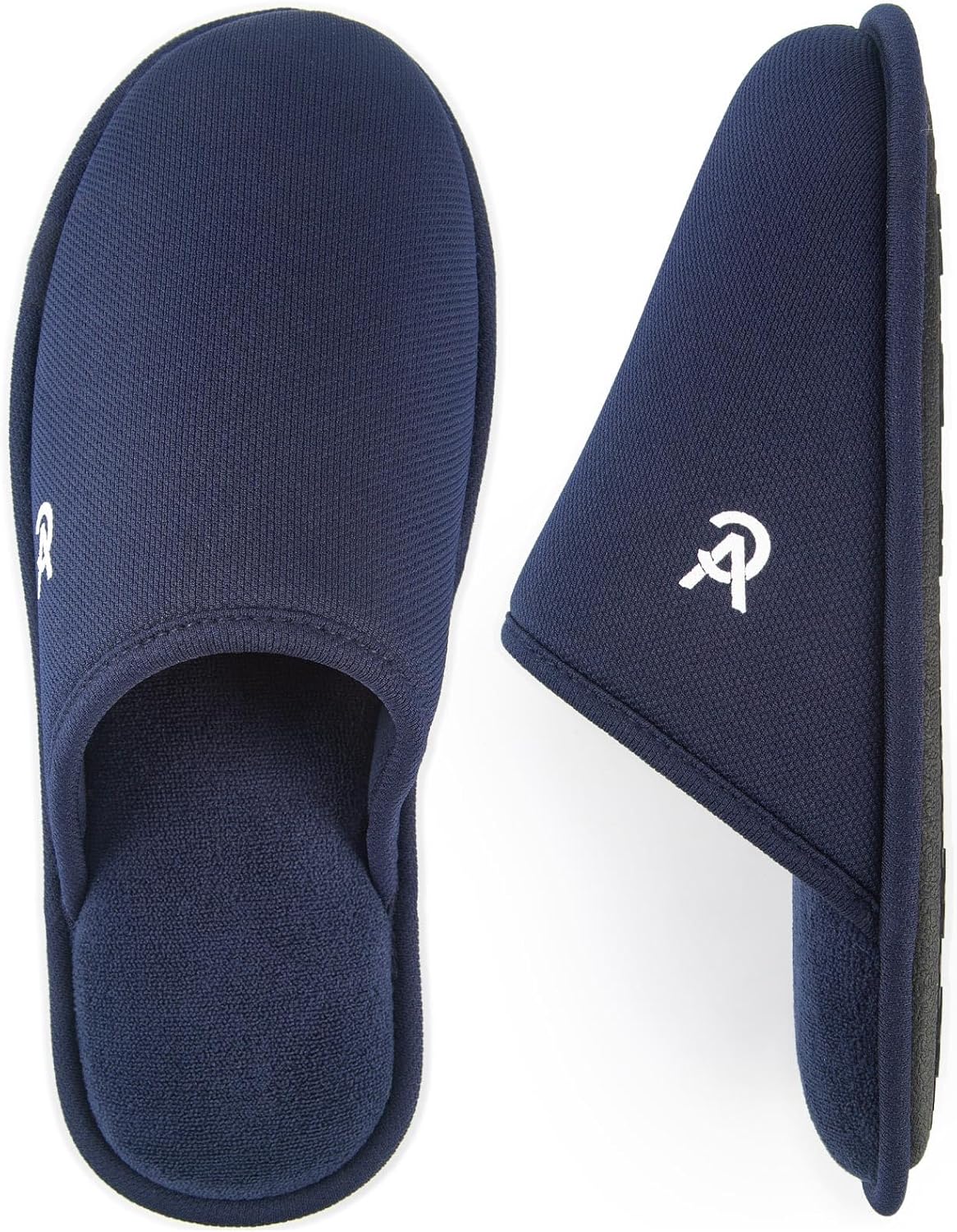 

Мужские вязаные шотландские тапочки VeraCosy с мягкой подошвой из пены с эффектом памяти и нескользящей резиновой подошвой для дома, темно-синий