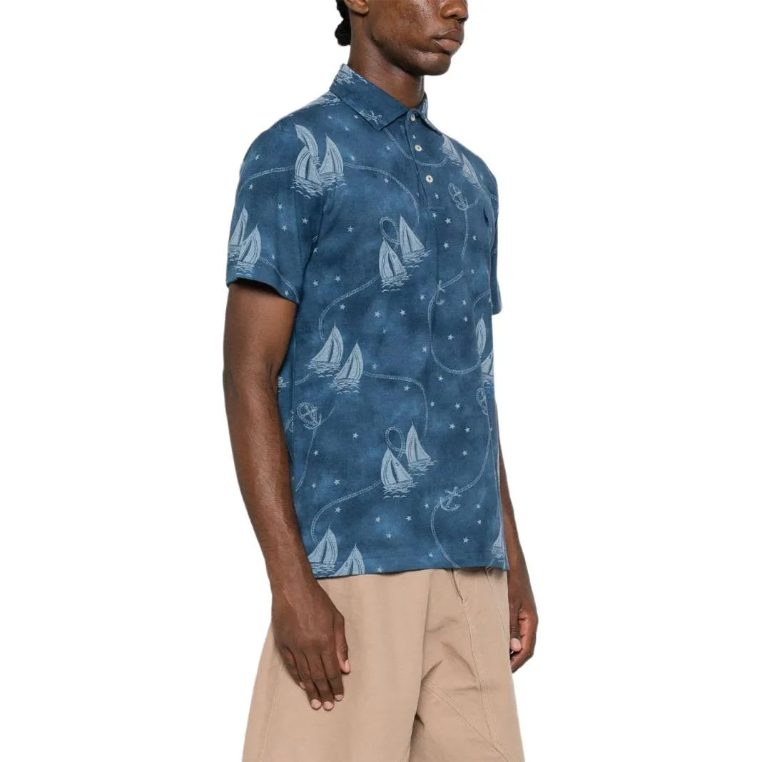 Поло с принтом моряка Polo Pony Polo Ralph Lauren, Protea Blue — фото 4