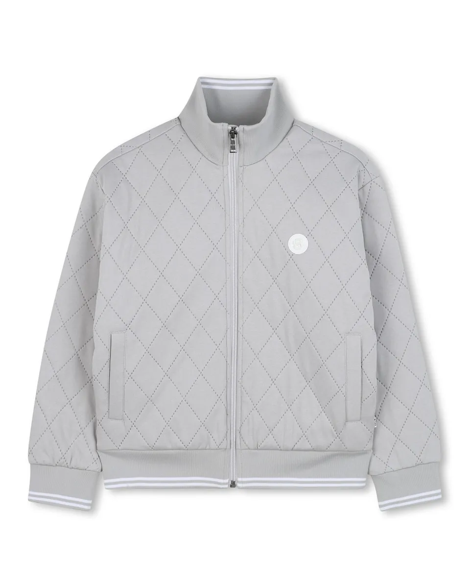 

Детская куртка серого цвета с высоким воротником и застежкой-молнией BOSS Kidswear