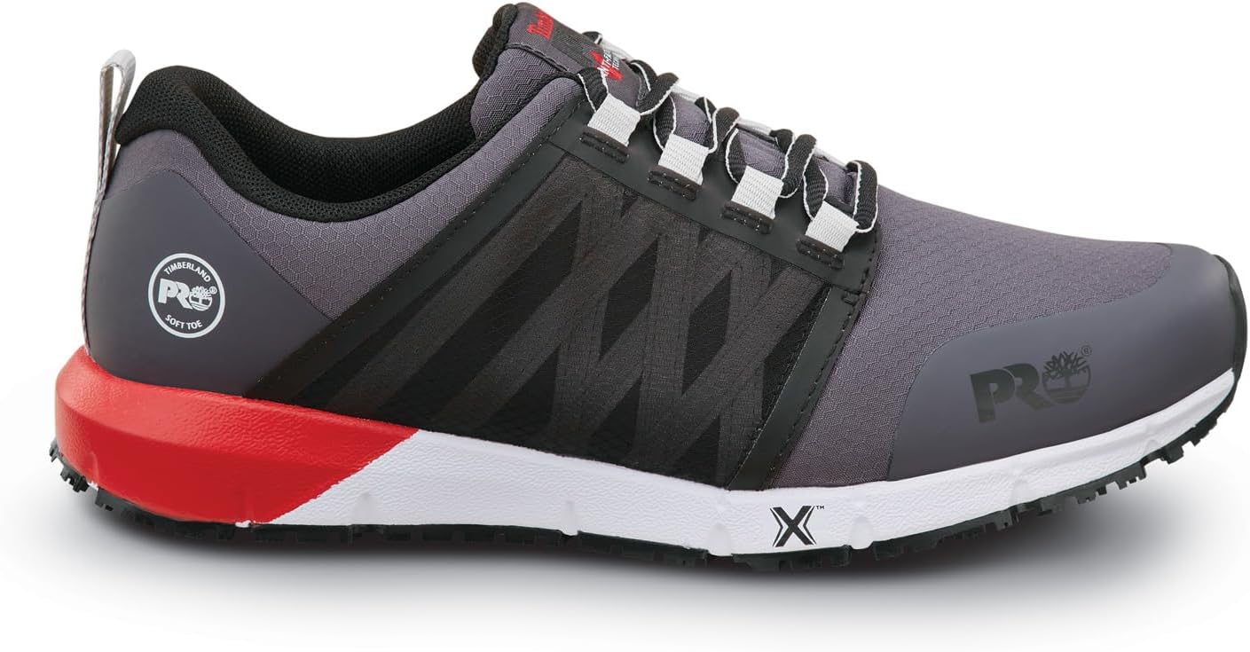 Timberland PRO Radius, мужские, с мягким мыском, EH, противоскользящая подошва MaxTrax, спортивные рабочие ботинки, Asphalt/True Red — фото 2