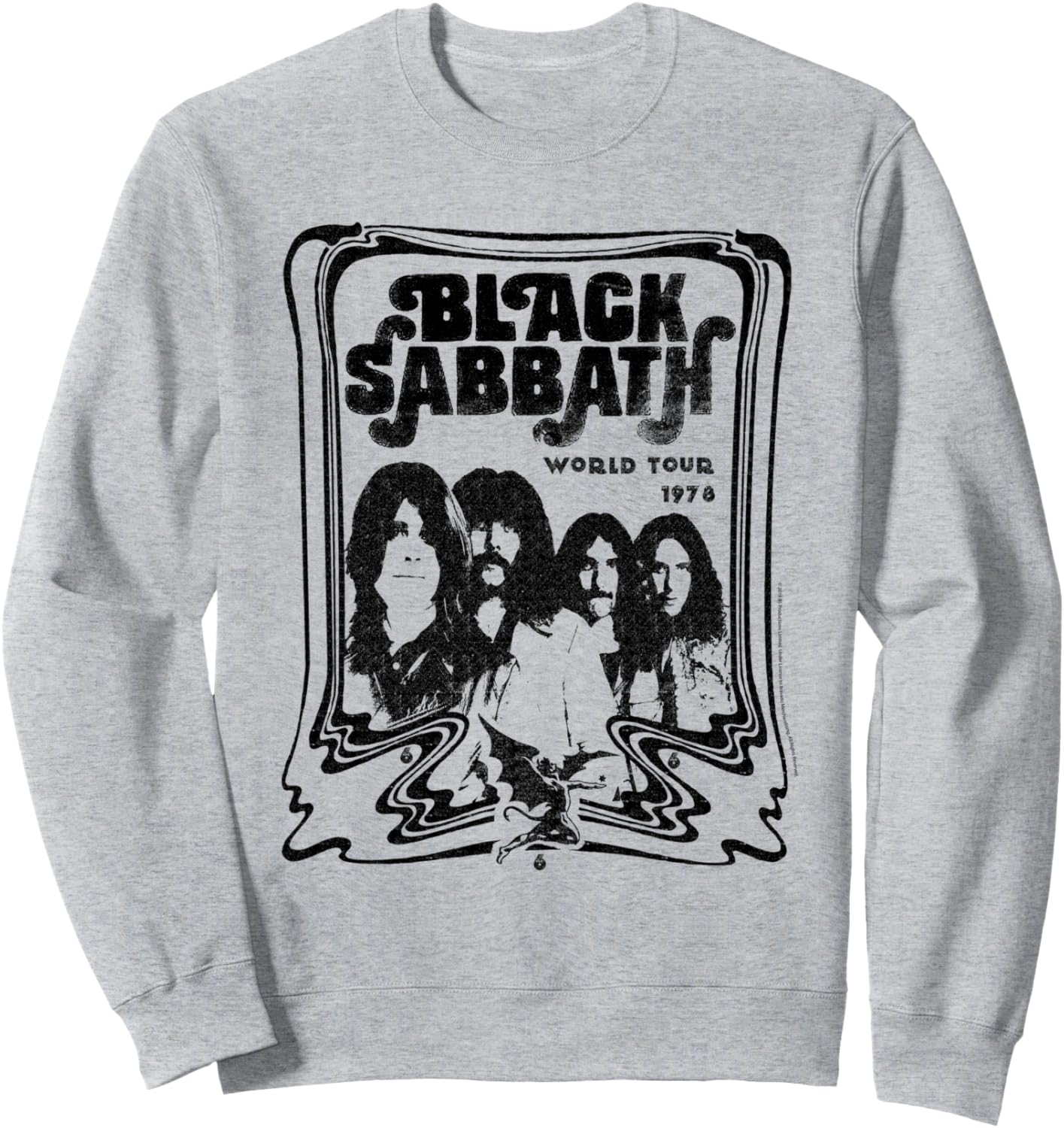 

Официальная черно-белая толстовка Black Sabbath World Tour 78, серая, Черный, Официальная черно-белая толстовка Black Sabbath World Tour 78, серая