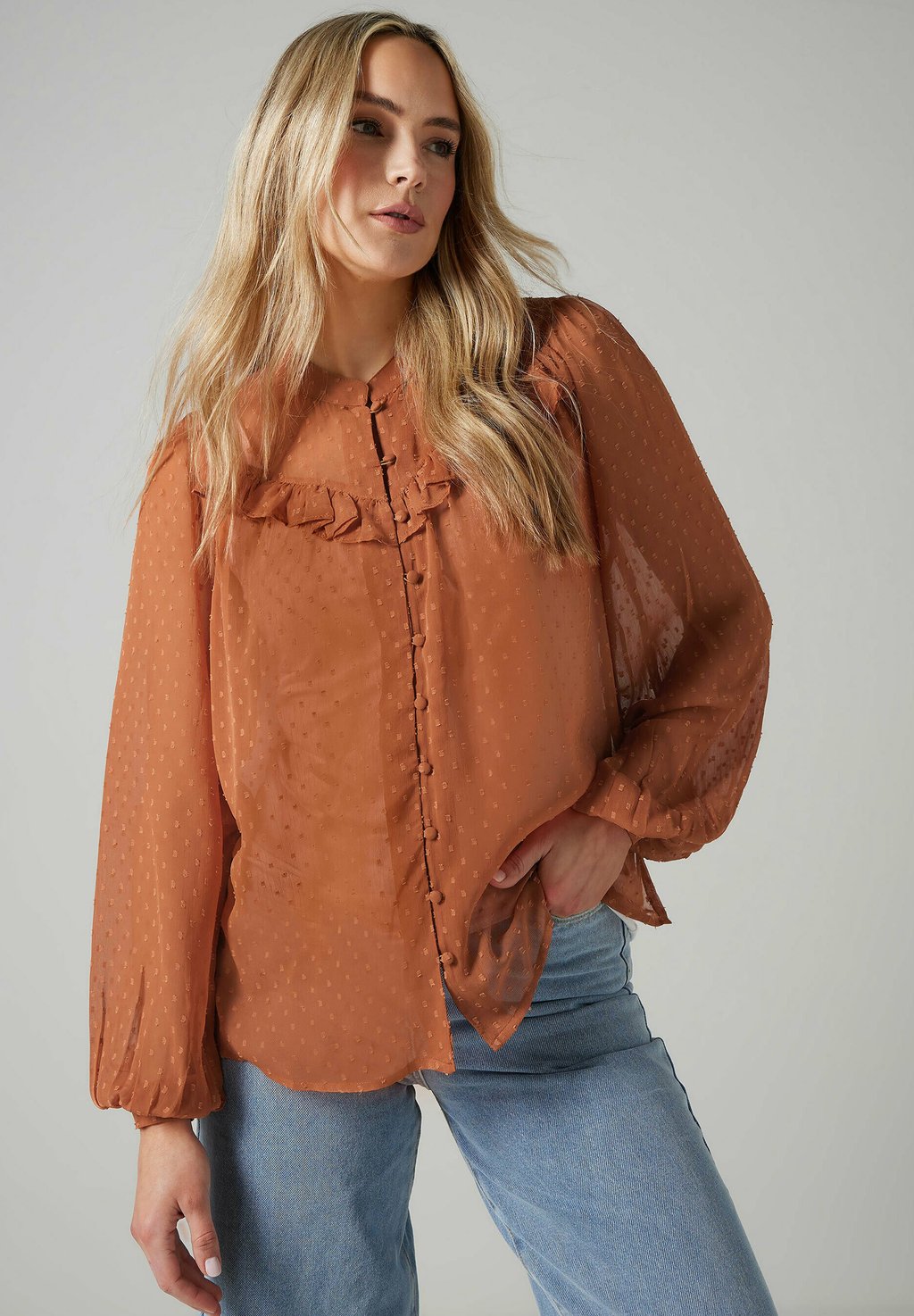 

Блузка на пуговицах SHEER DOBBY FRILL Long Tall Sally, оранжевый