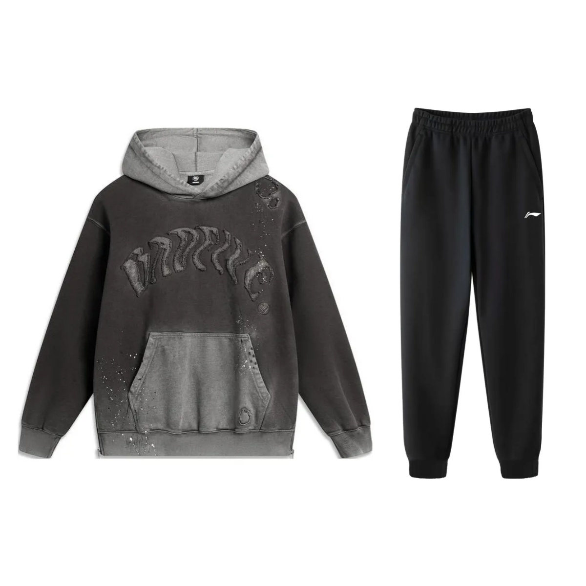 

LiNing Повседневная спортивная одежда унисекс, set (obsidian серый top+черный bottom)