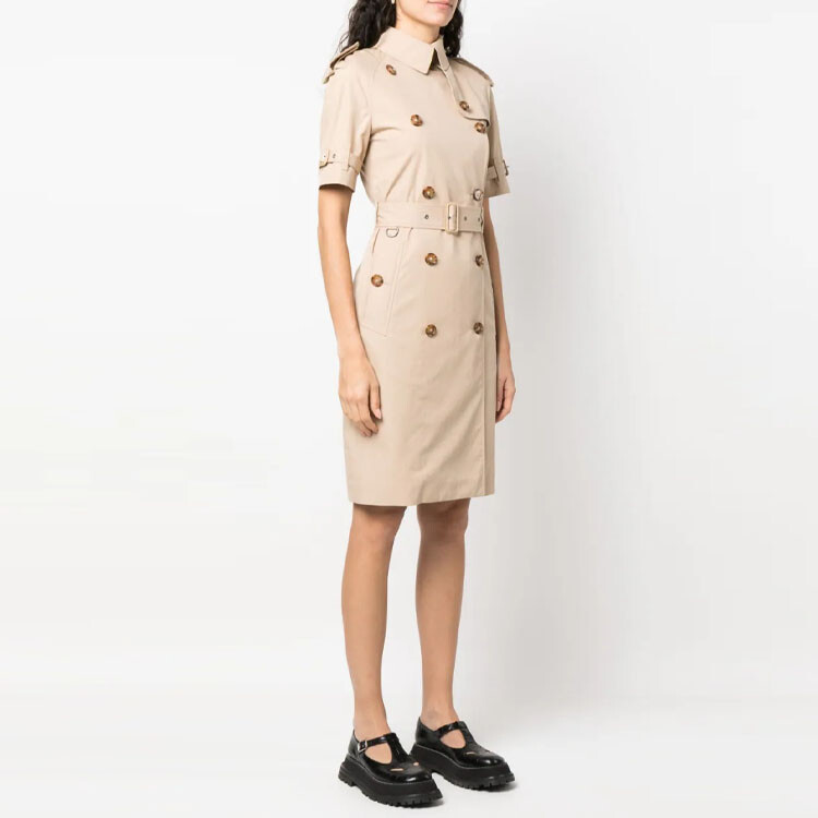 Платье-плащ Burberry с короткими рукавами, хаки — фото 4