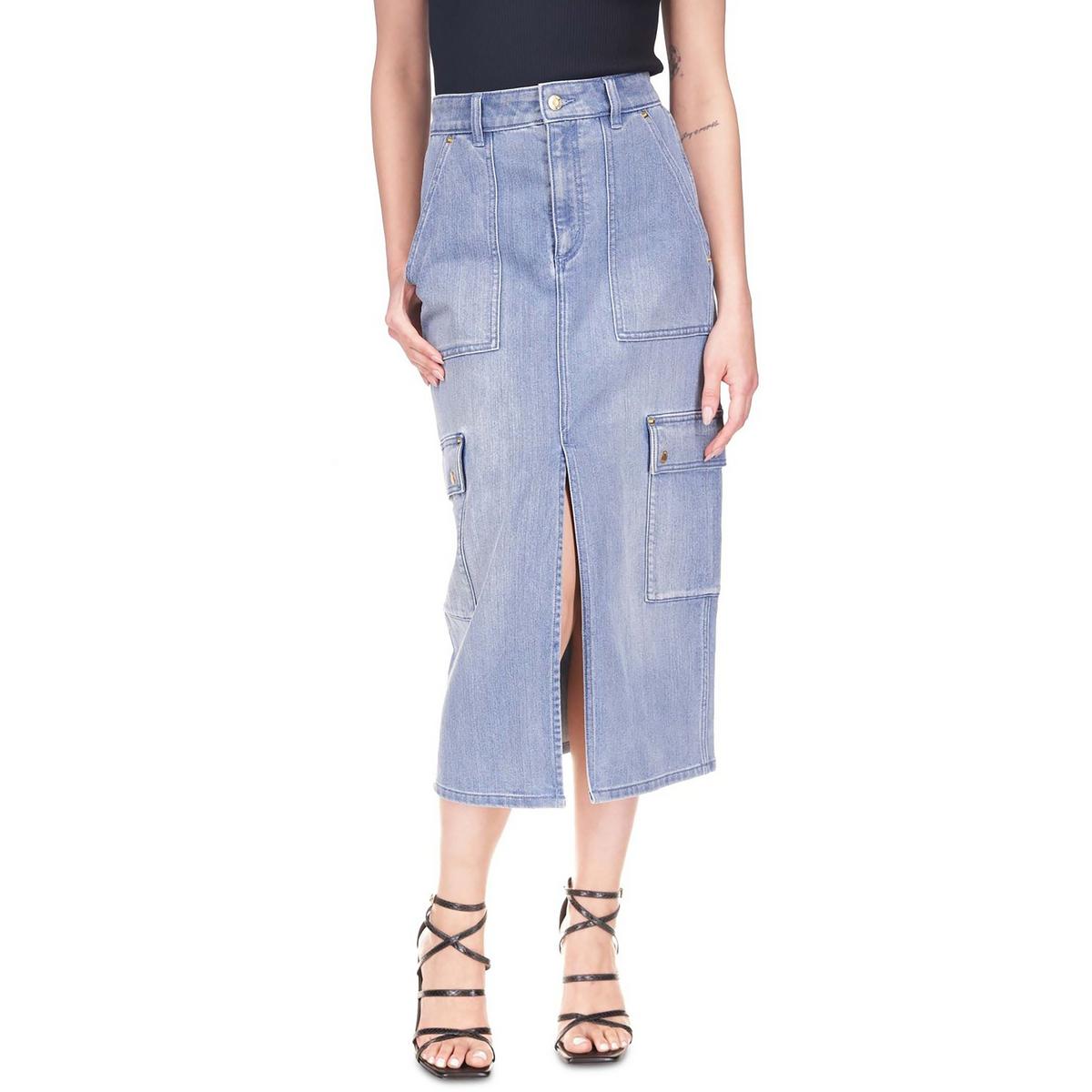 

Женская джинсовая юбка-карго с карманами MICHAEL Michael Kors, цвет blue vintage wash
