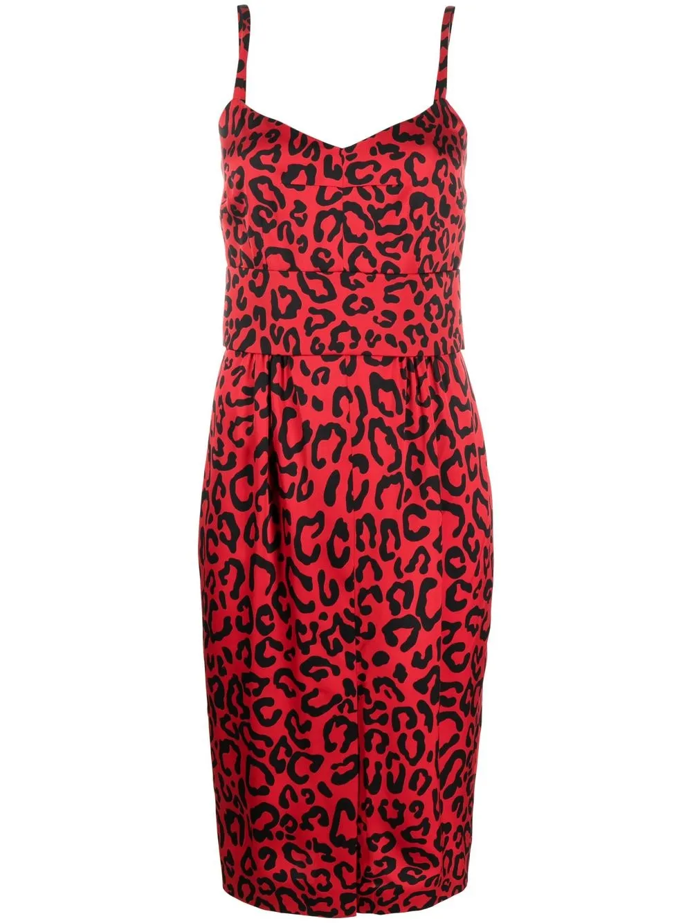 

Платье миди с леопардовым принтом DOLCE & GABBANA, красный