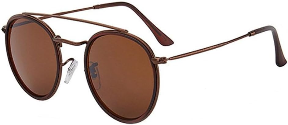 

Ретро круглые металлические солнцезащитные очки для мужчин и женщин в стиле стимпанк, металлическая оправа, модные очки с защитой от УФ-излучения UV400 TYUVIVO, Brown Tea