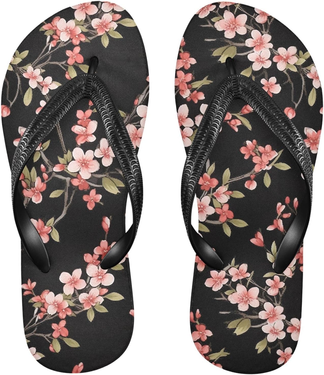 

Розово-черные шлепанцы с цветком, пляжные сандалии для душа, резиновые нескользящие летние тапочки для женщин и мужчин Sinestour