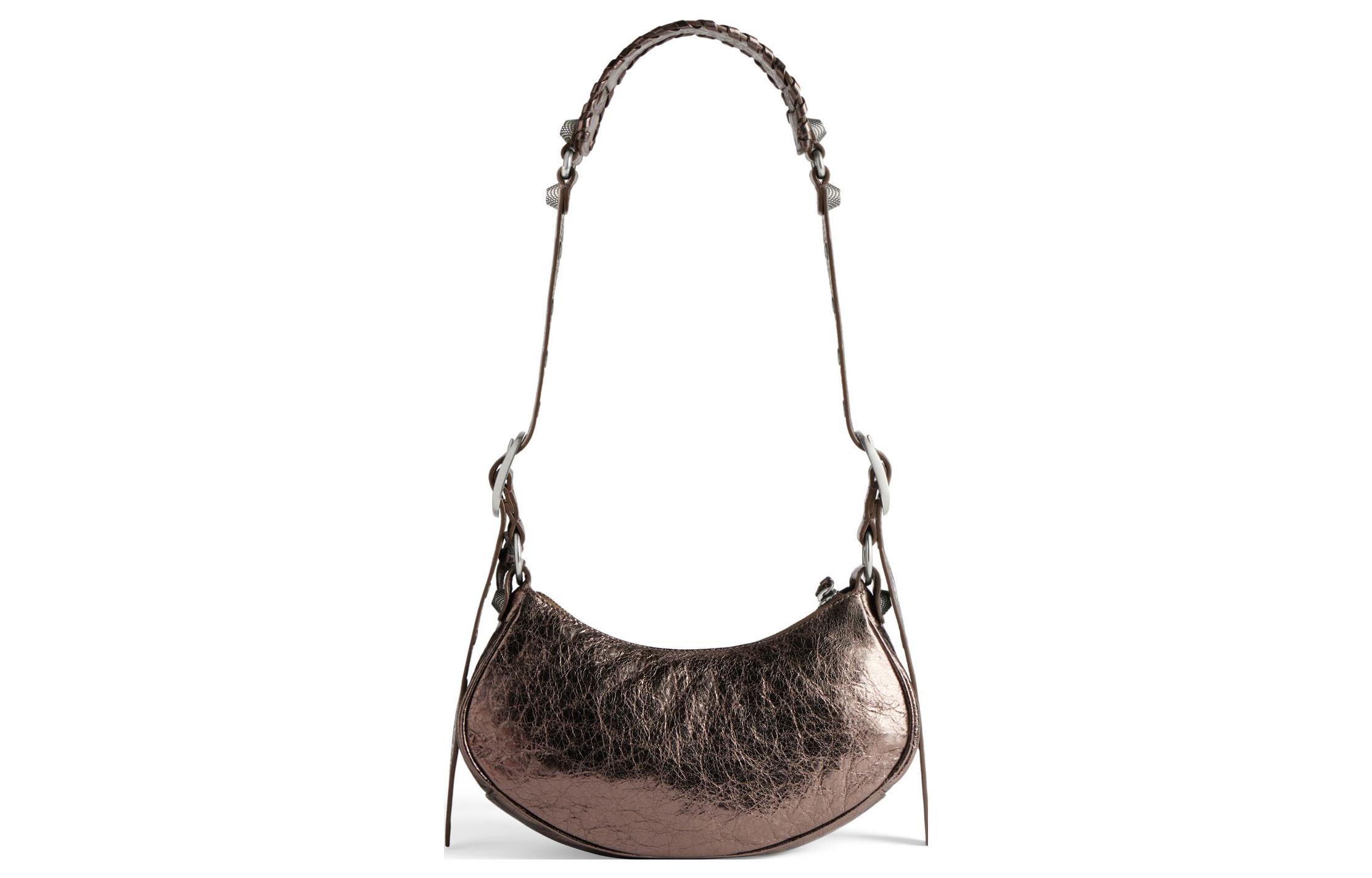 Женская сумка Le Cagole XS из ягненка коричневая Balenciaga — фото 4