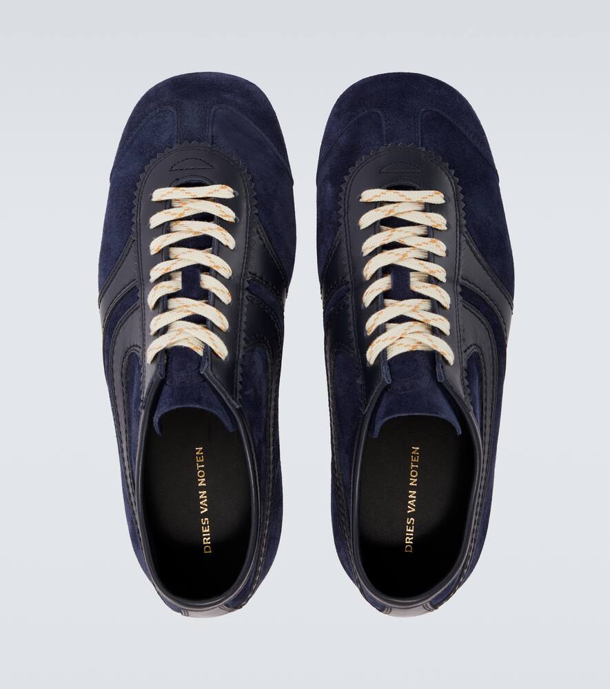 Кроссовки из замши с кожаными вставками Dries Van Noten, Navy — фото 4