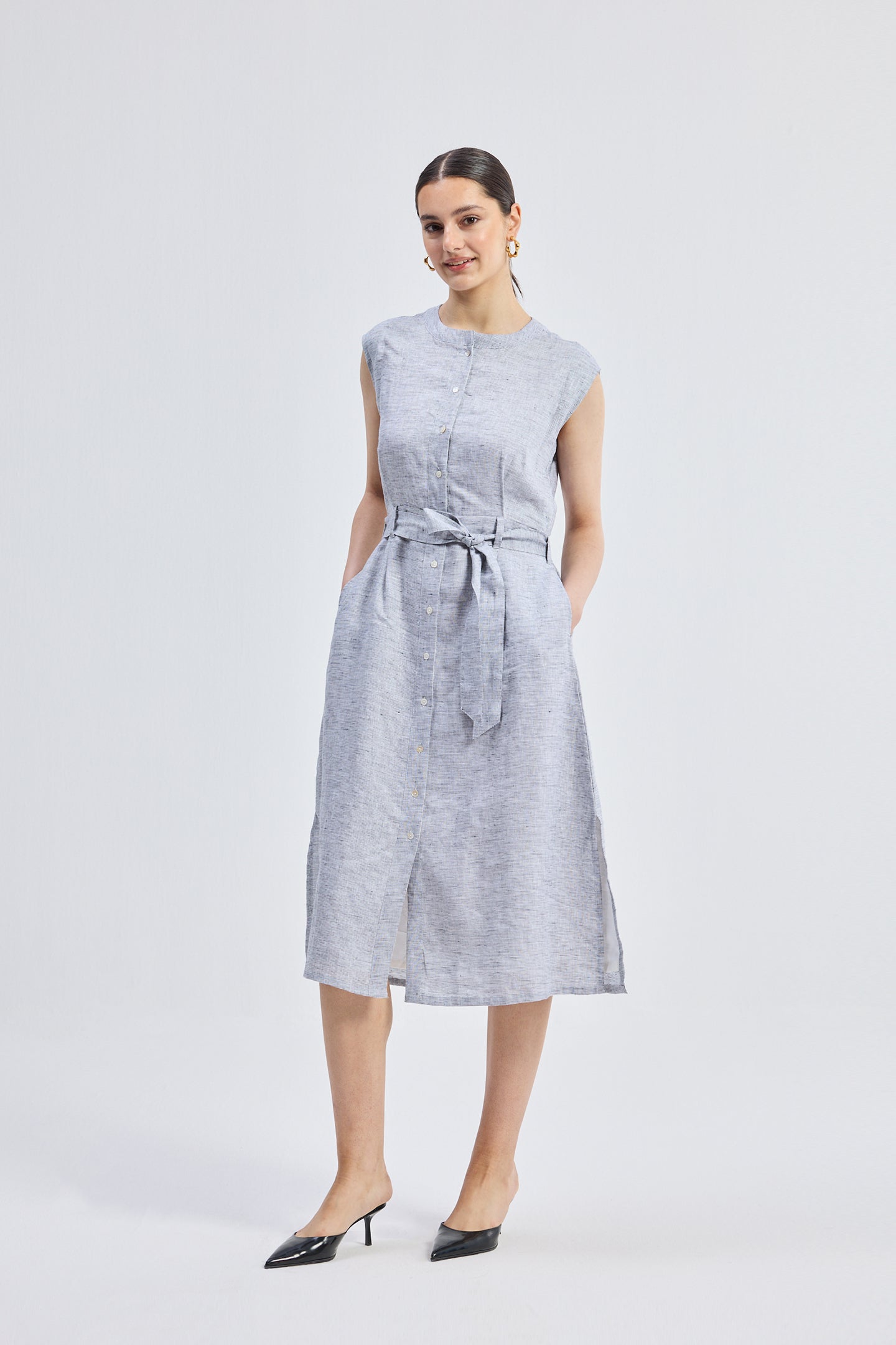 

Платье из льна с вырезом на спине Reistor, Pin Striped Linen