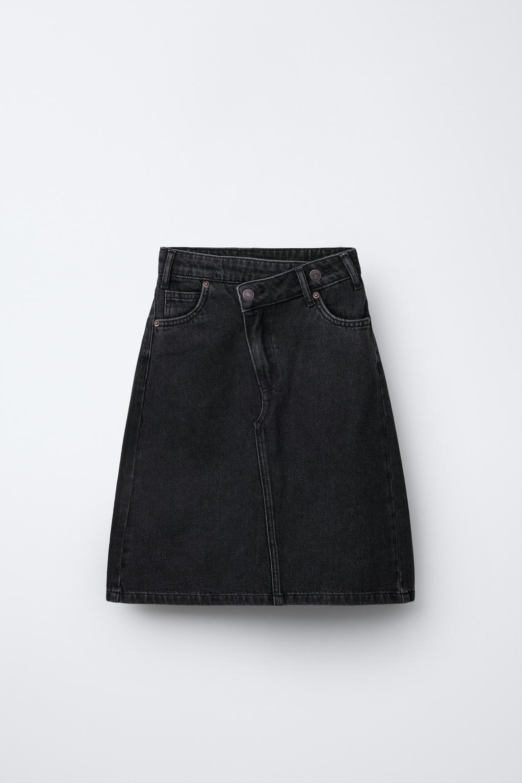 

Джинсовая юбка миди ZARA, черный