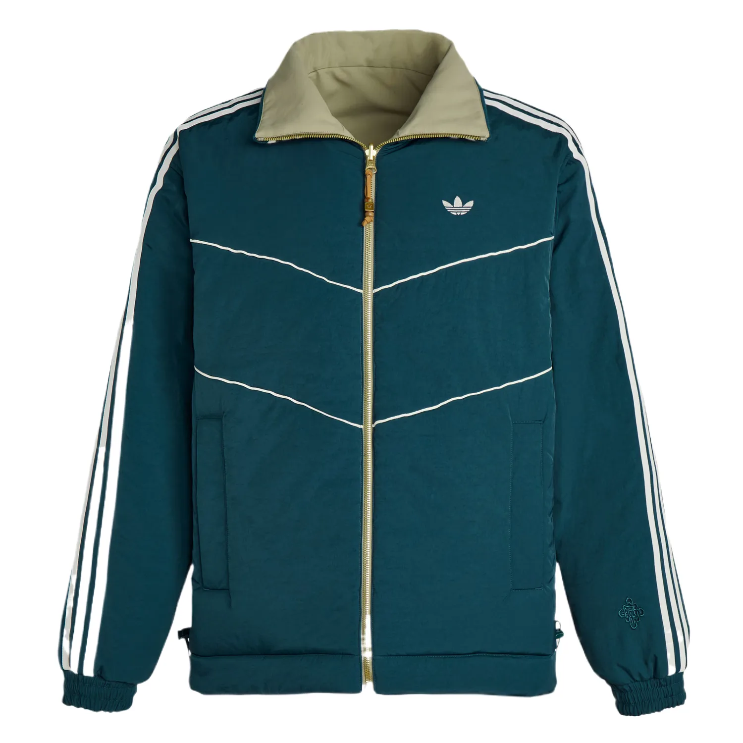 Adidas Originals Куртка мужская светло-зеленая умбра/синий лацкан умеренный реверсивный — фото 4