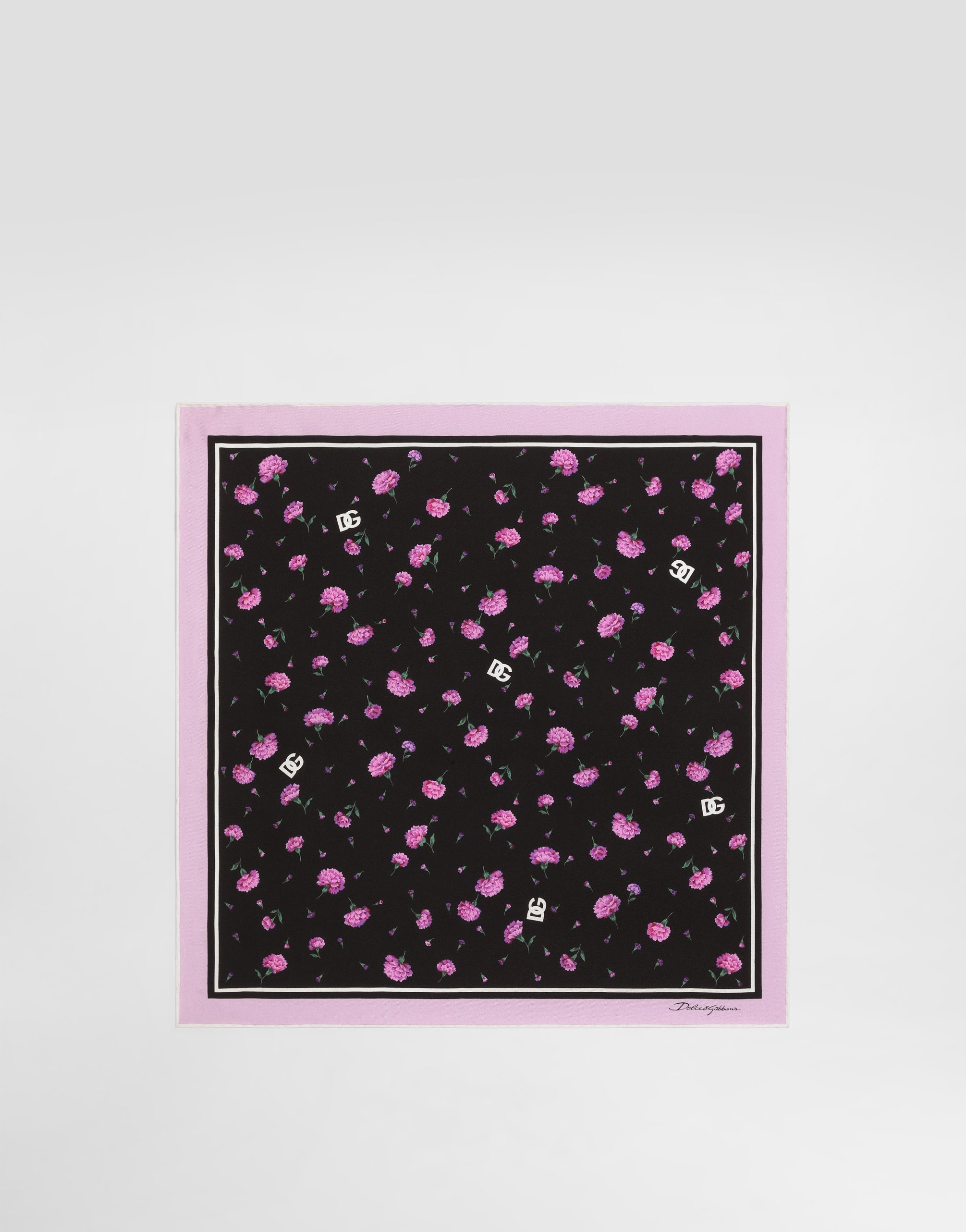 

Шелковый твиловый платок с принтом «гвоздика» 50x50 Dolce & Gabbana, мультиколор