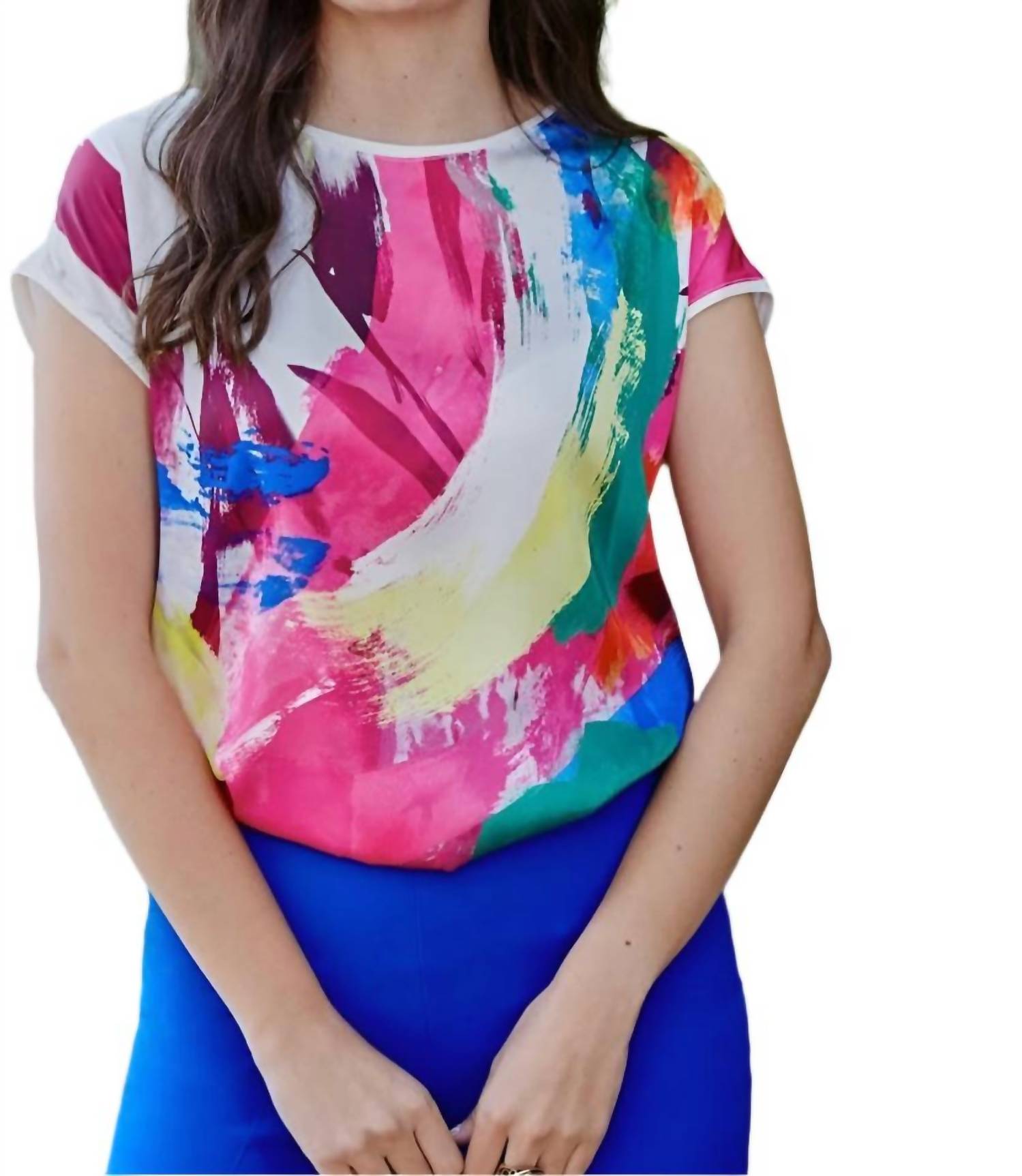 

Свободный топ с коротким рукавом в мультиколоре/ваниль Frank Lyman