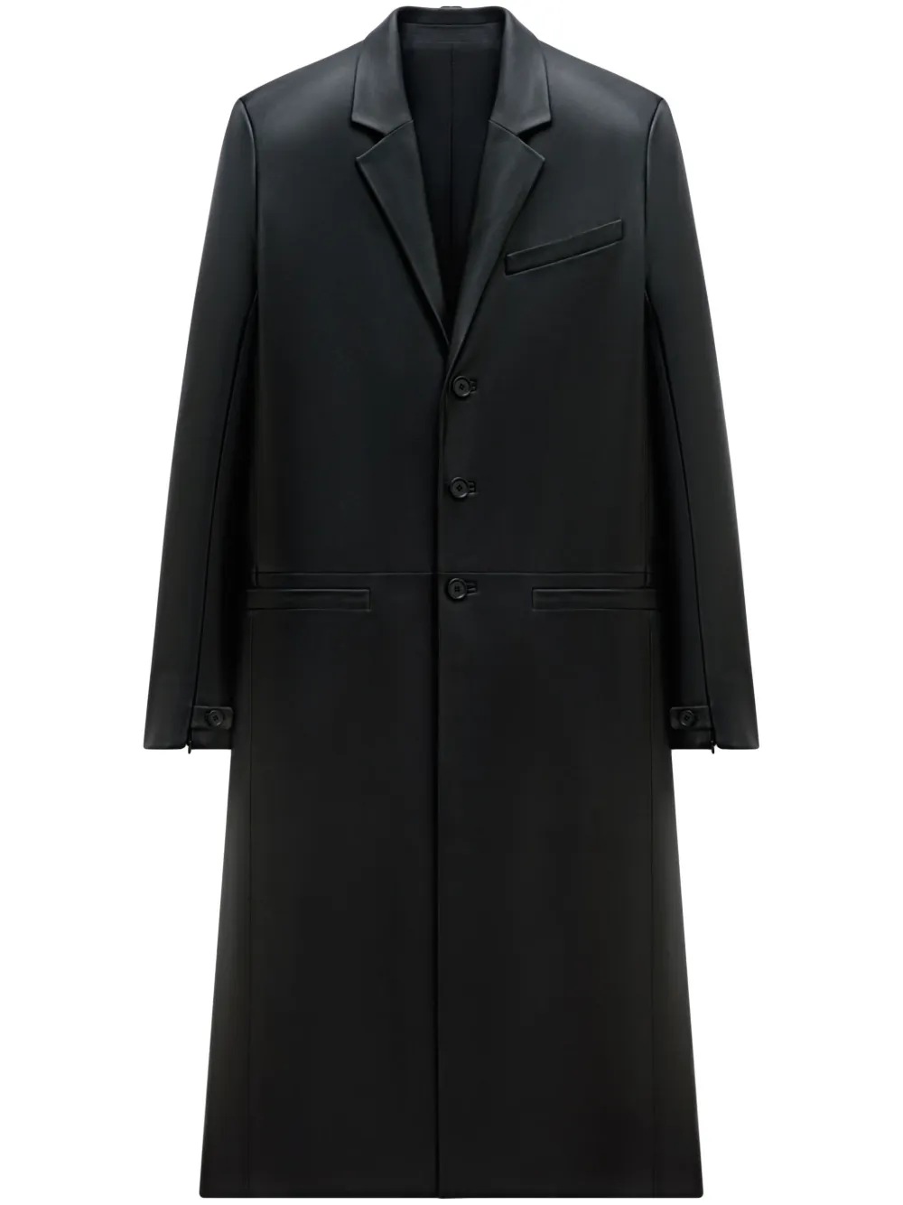 

Кожаное пальто строгого кроя Courrèges, черный