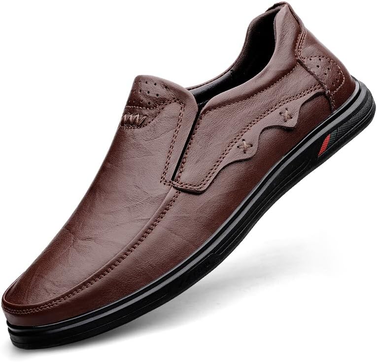 

Мужские стильные формальные слипоны с мягкой подошвой, повседневные кожаные туфли, удобные и дышащие, на каждый день Meixi Mobile, коричневый