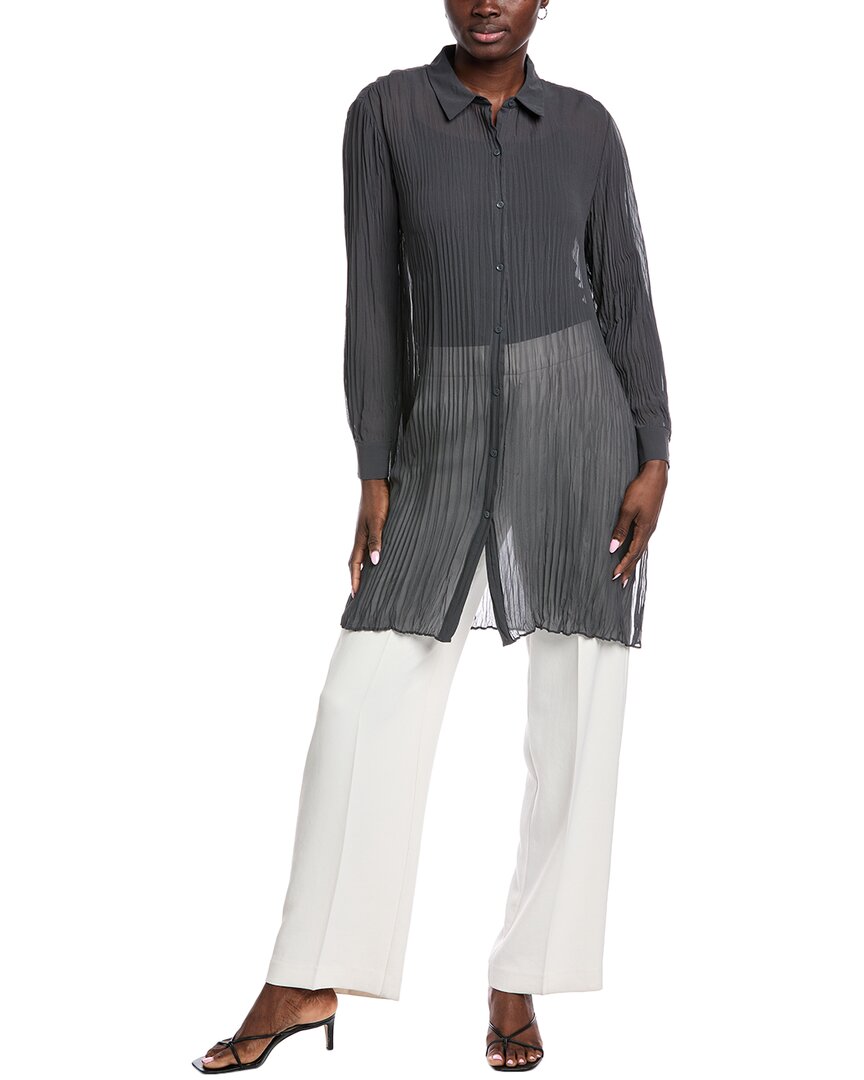 

Шелковая рубашка EILEEN FISHER с высоким разрезом, серый