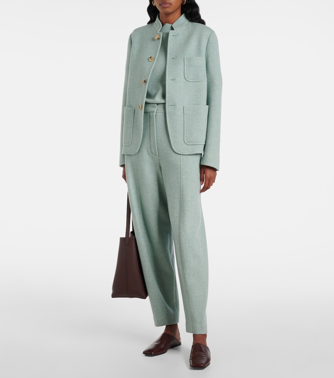 Альба кожаные мюли Loro Piana, Powder Brown — фото 3