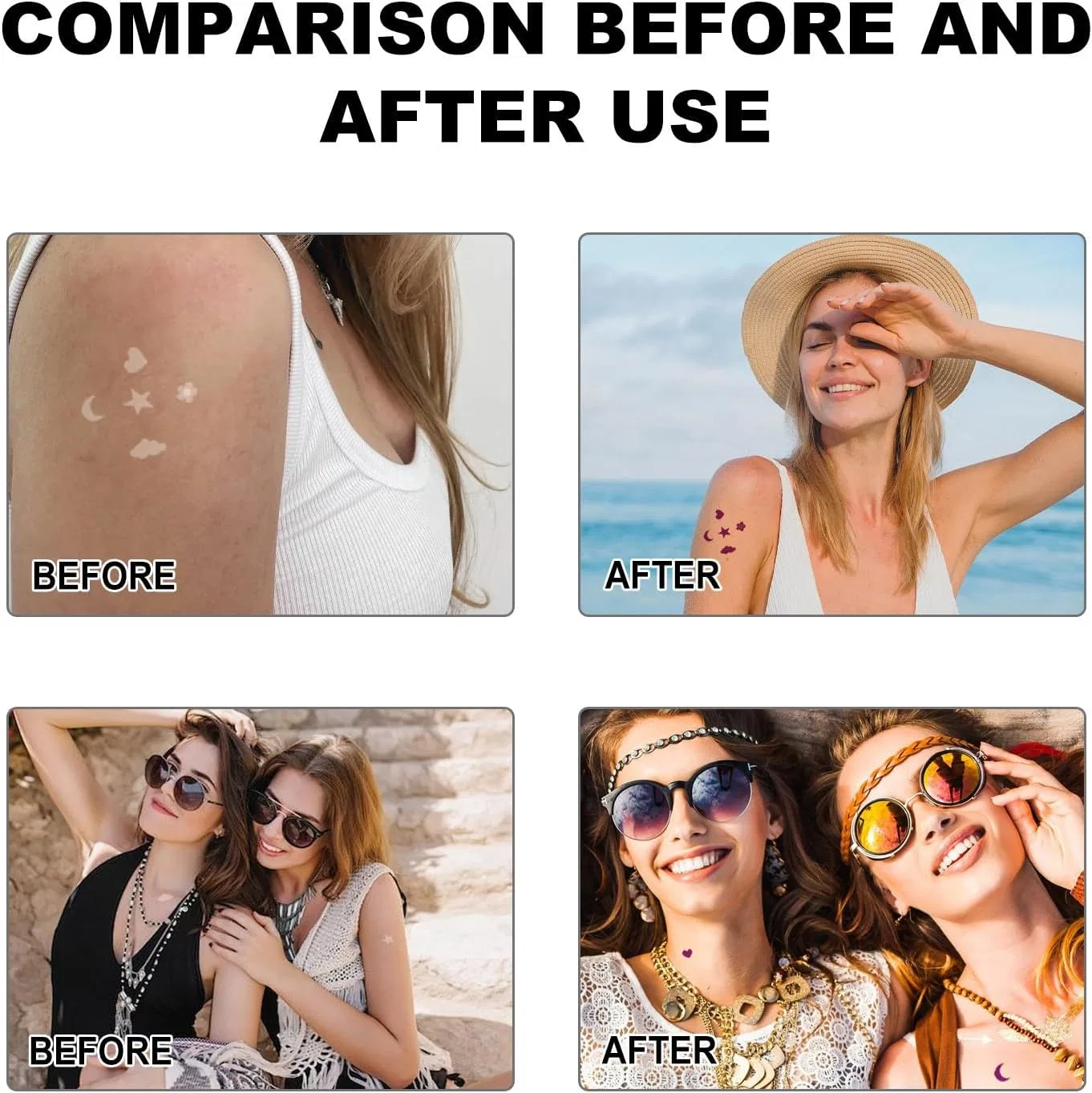 Набор UV-стикеров для загара Sunscreen Patch, 24 шт., мультиколор — фото 4