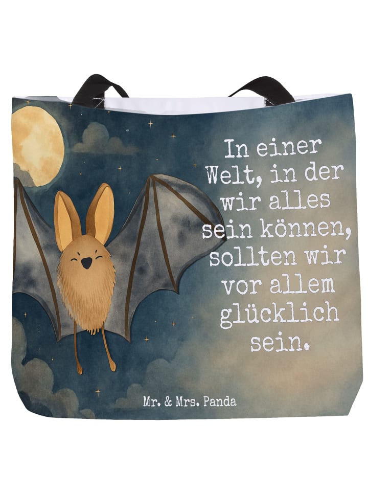 

Сумка-шоппер с рисунком крыльев летучей мыши и белой надписью Mr. & Mrs. Panda