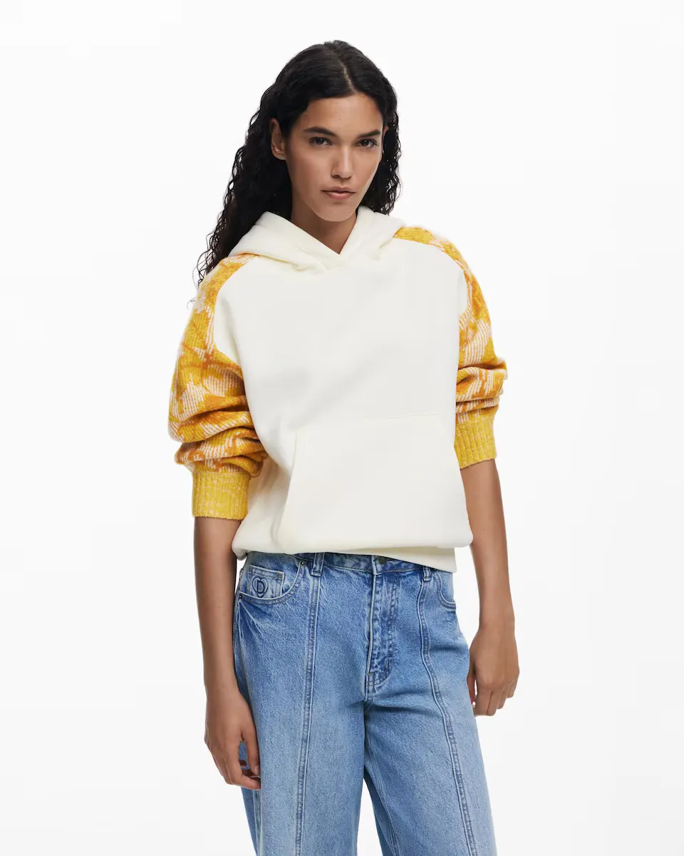 

Женская толстовка с жаккардовыми рукавами Desigual, естественный