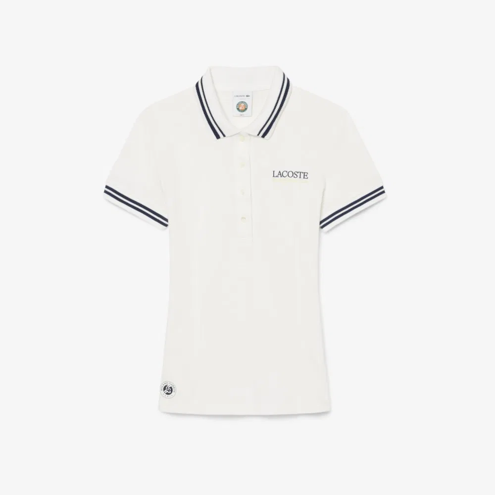 Футболка-поло Lacoste Roland Garros, теннисная, молочно-белая