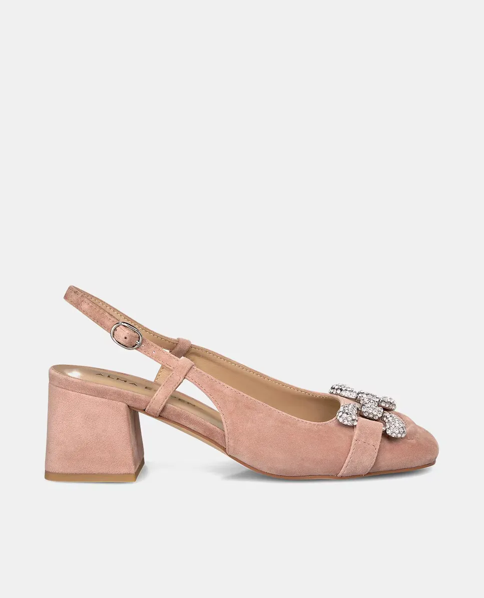 

Женские кожаные туфли с декором из стразов Alma en Pena, розовый