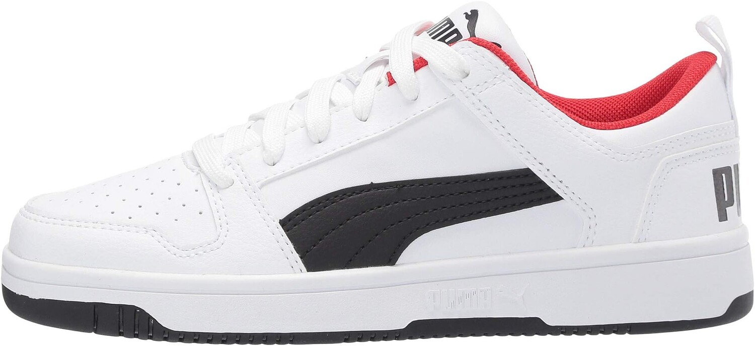 Кроссовки PUMA Kids Puma Kids Rebound Layup Lo Synthetic Leather Sneakers, цвет Puma White/Puma Black/High Risk Red — фото 4