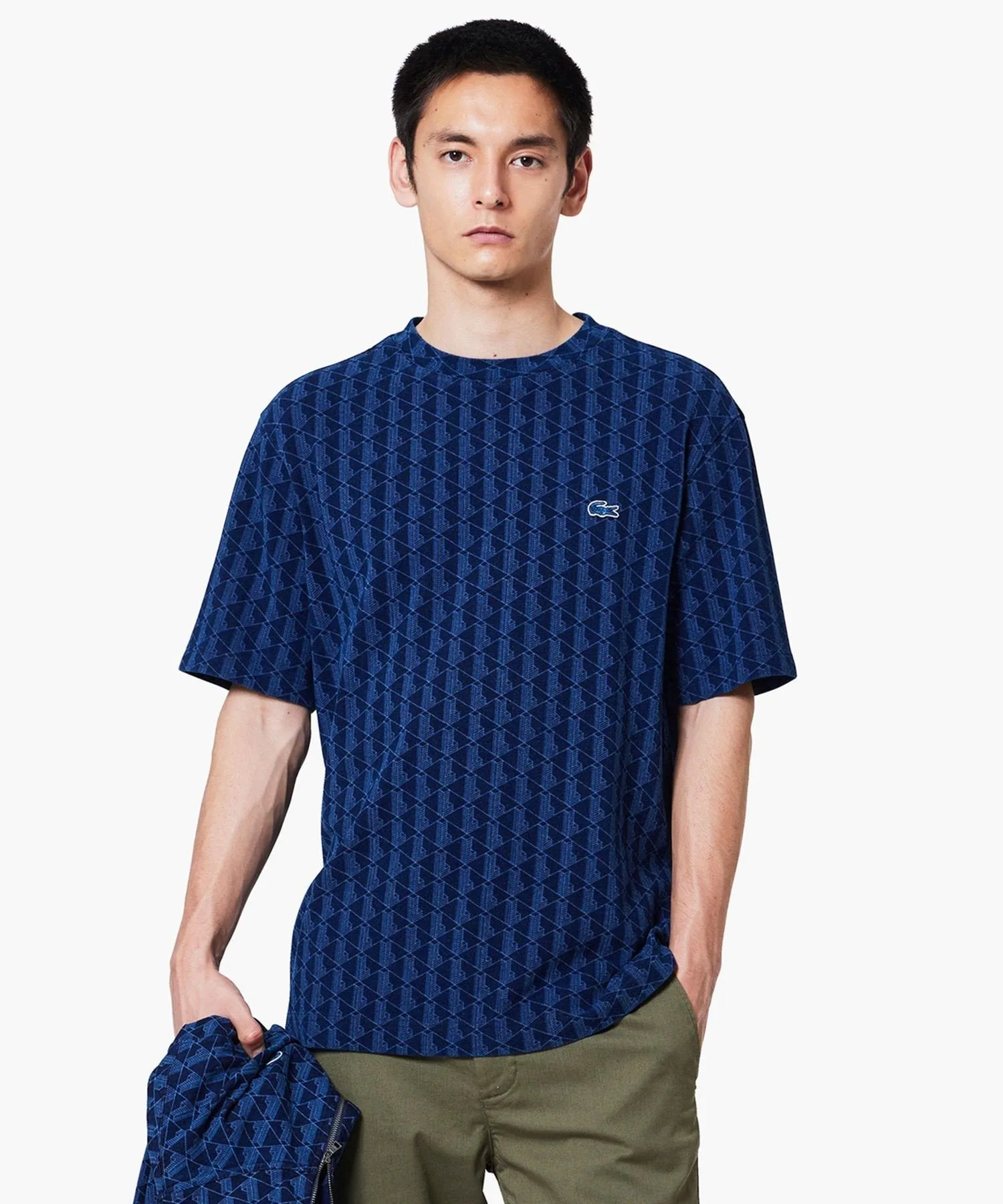 Футболка Lacoste с короткими рукавами, ткань пике, монограмма, цвет индиго