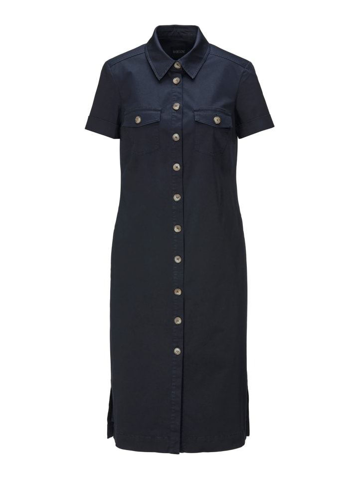 

MADELEINE Платье-рубашка приталенного силуэта с короткими рукавами, темно-синего цвета