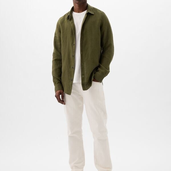 

Рубашка regular-fit из льна Gap, зеленый