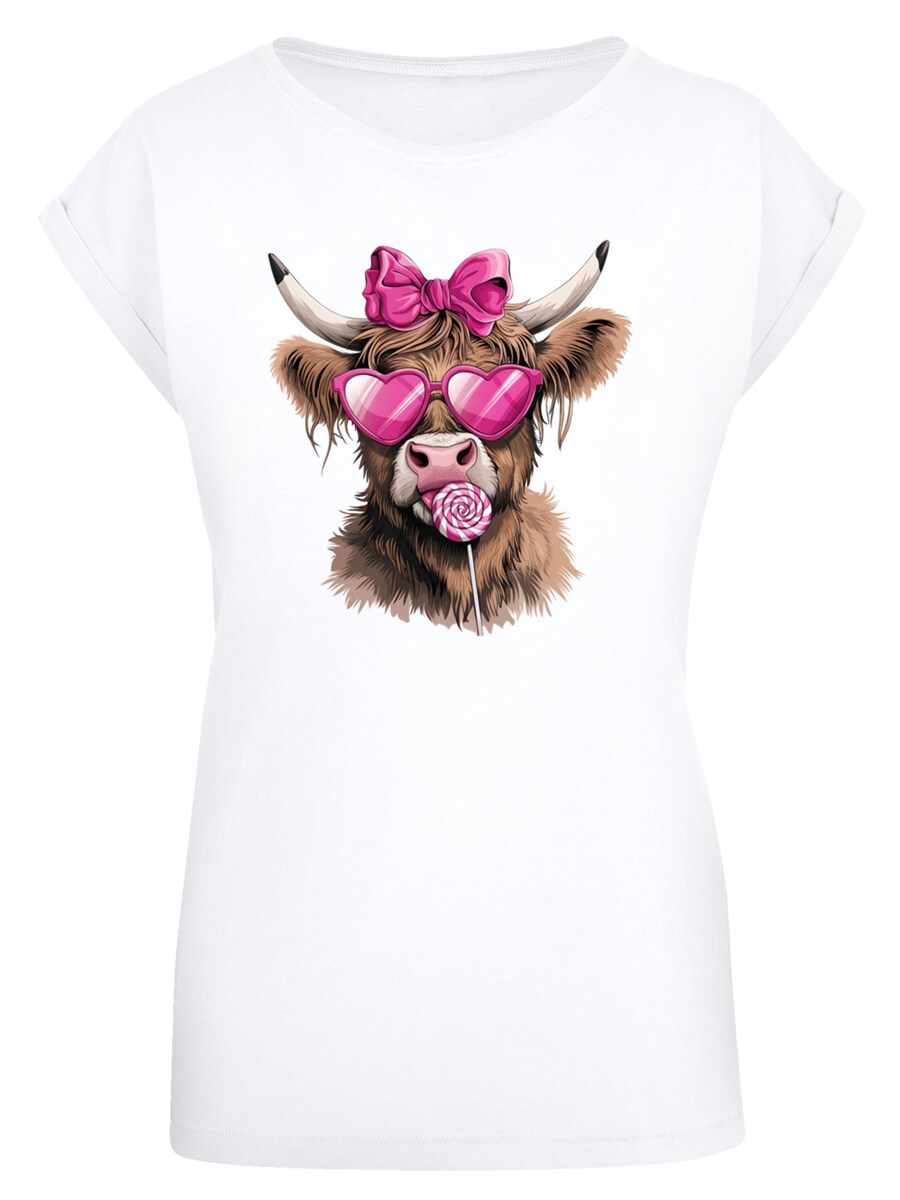 

Рубашка F4NT4STIC Highland Cow Valentinstag Sonnenbrille, белый