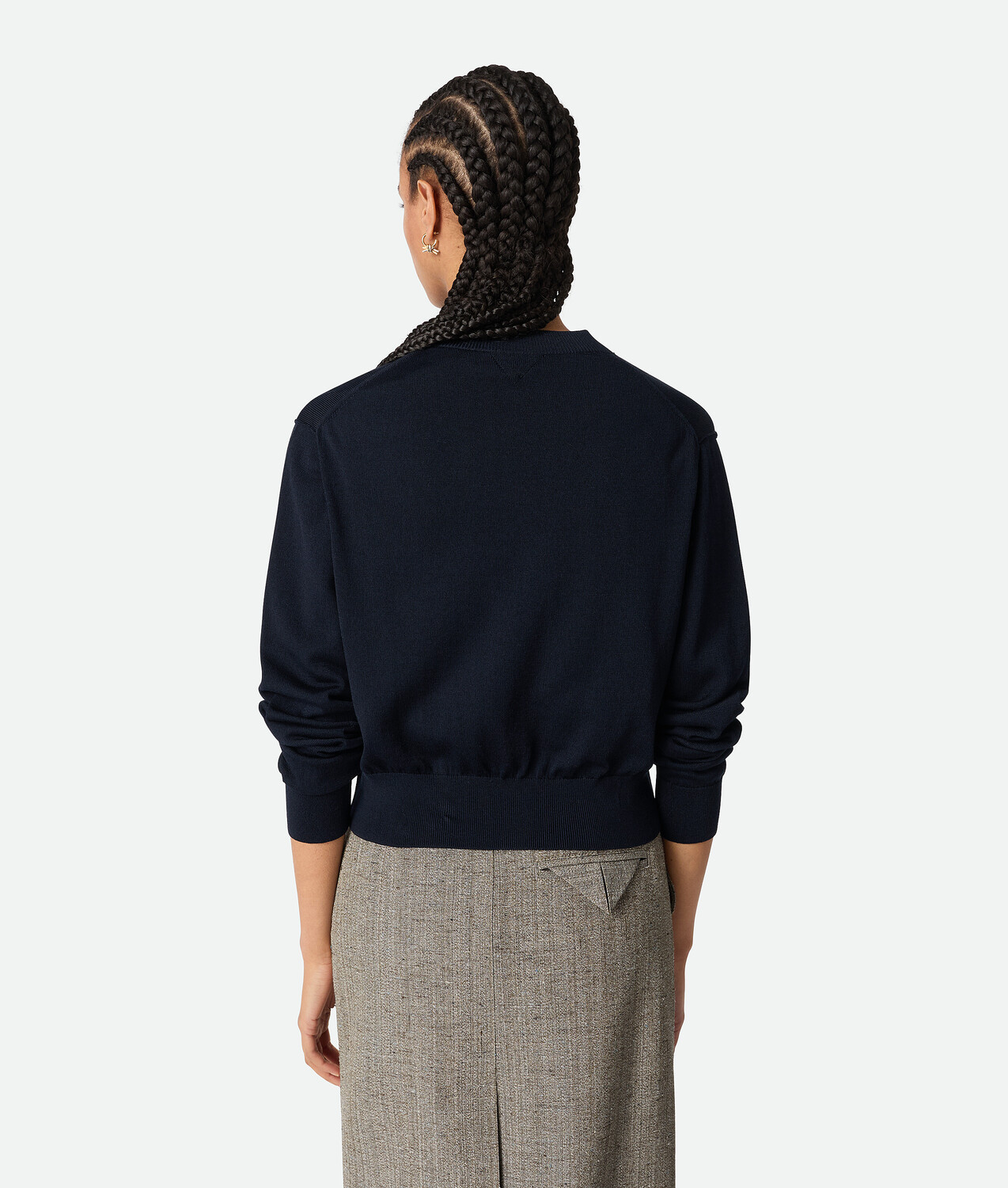 Cotton and viscose twinset BOTTEGA VENETA, темно-синий — фото 3