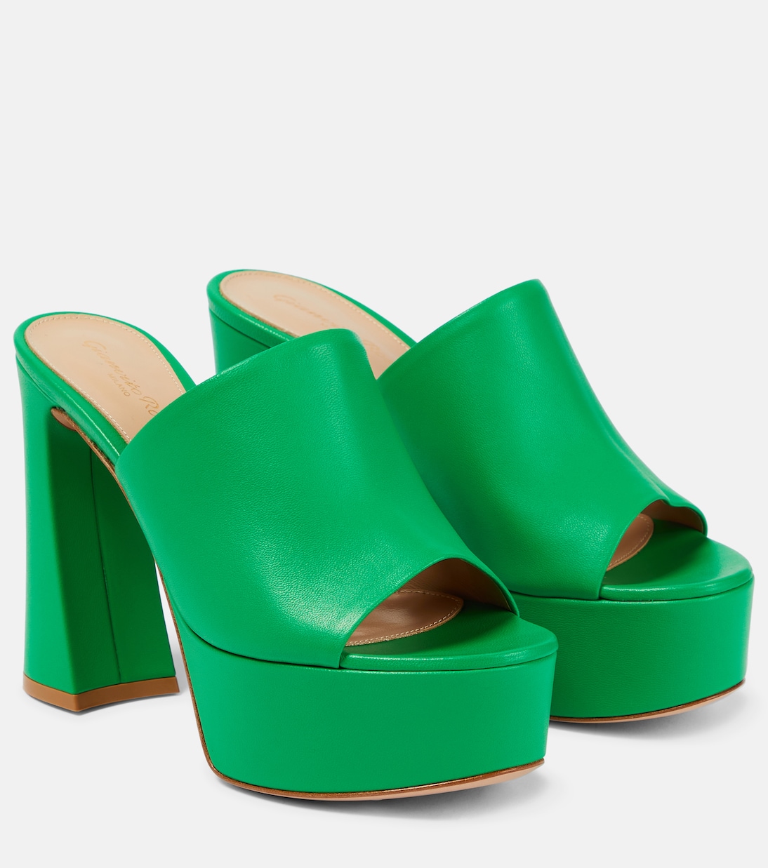 Мюли из кожи Holly на платформе Gianvito Rossi, зеленый