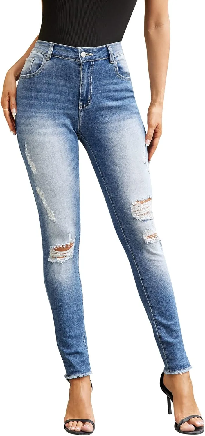 

Женские джинсы WDIRARA с высокой талией, рваные, расклешенные