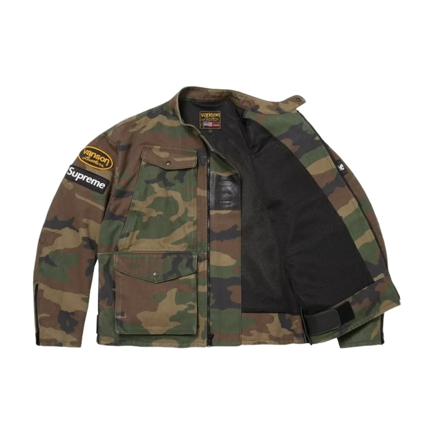 Куртка Supreme x Vanson SS26 из кожи Cordura, расцветка 'Woodland Camo', зеленый — фото 2