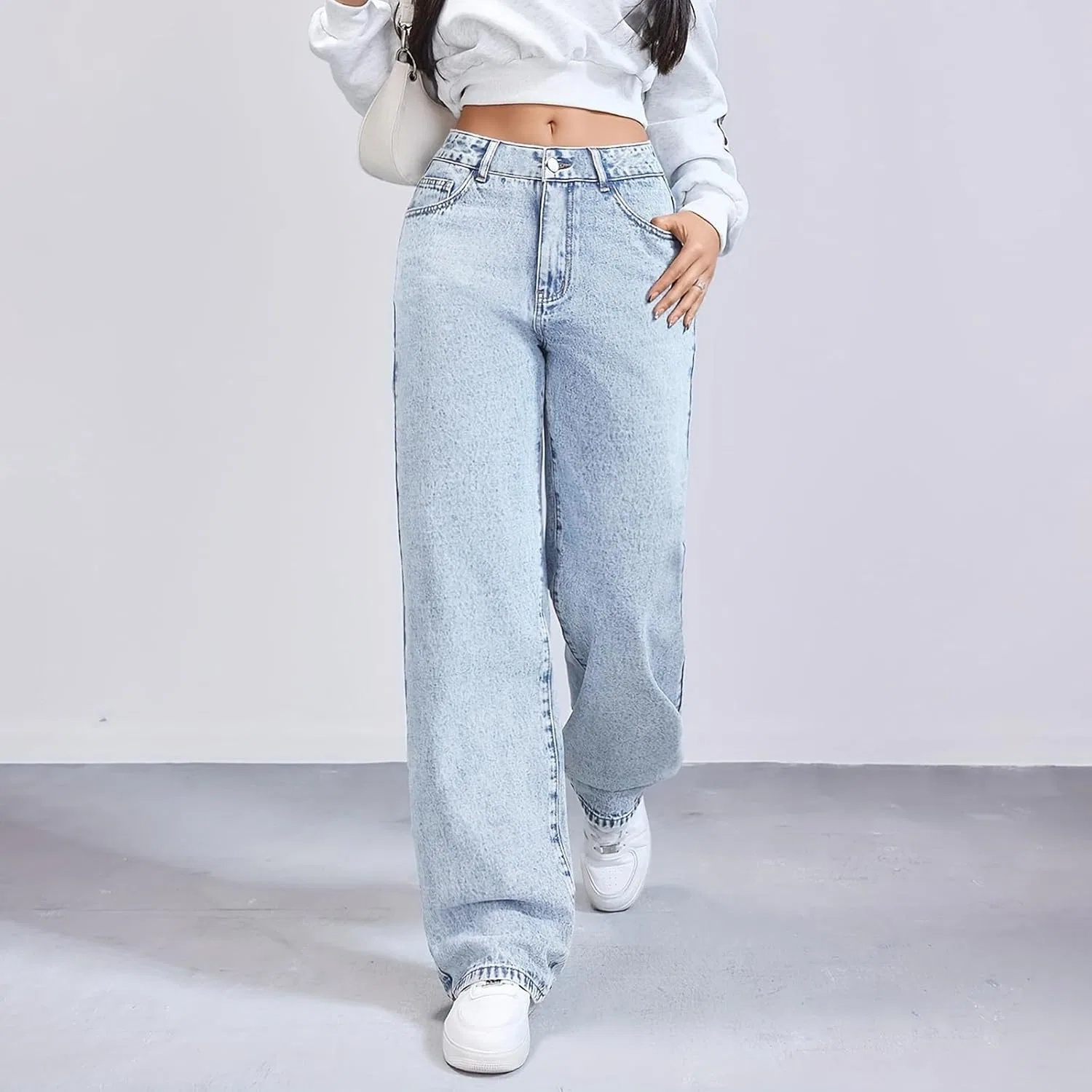 Джинсы свободные Womens Wide Leg, Sky Blue — фото 4