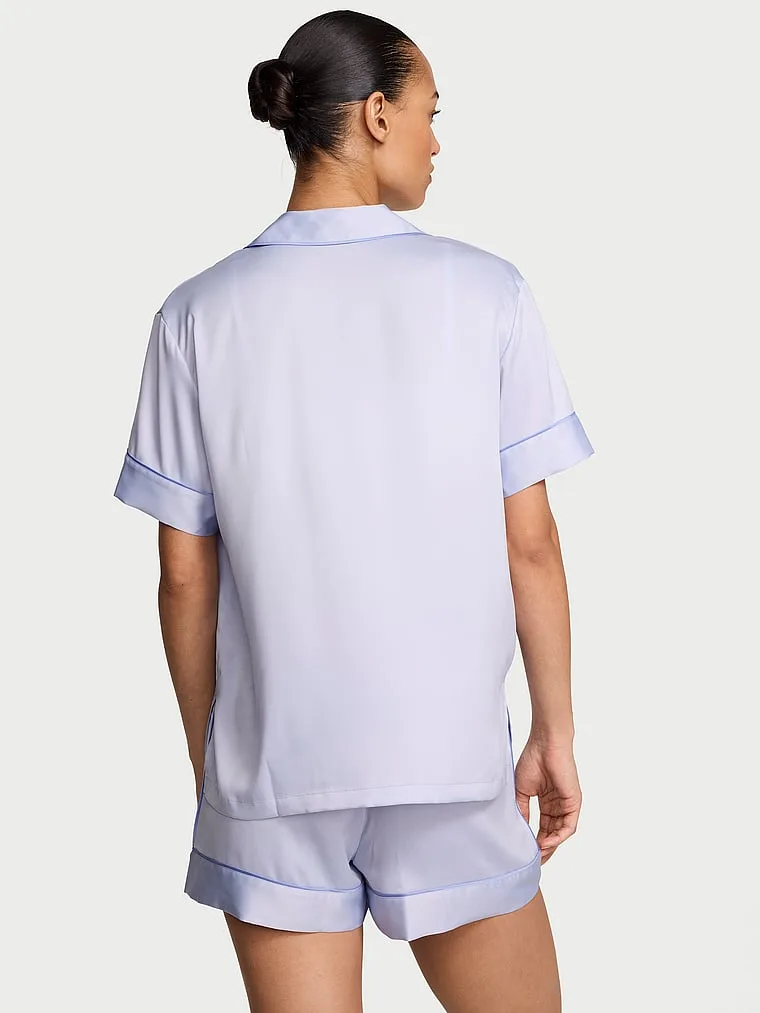 Фирменный атласный короткий пижамный комплект Victoria'S Secret, Signature Satin Icy Lavender — фото 2