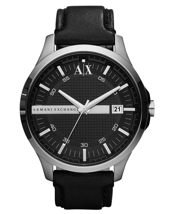 

Часы, мужские с черным кожаным ремешком 46mm AX2101 A|X Armani Exchange