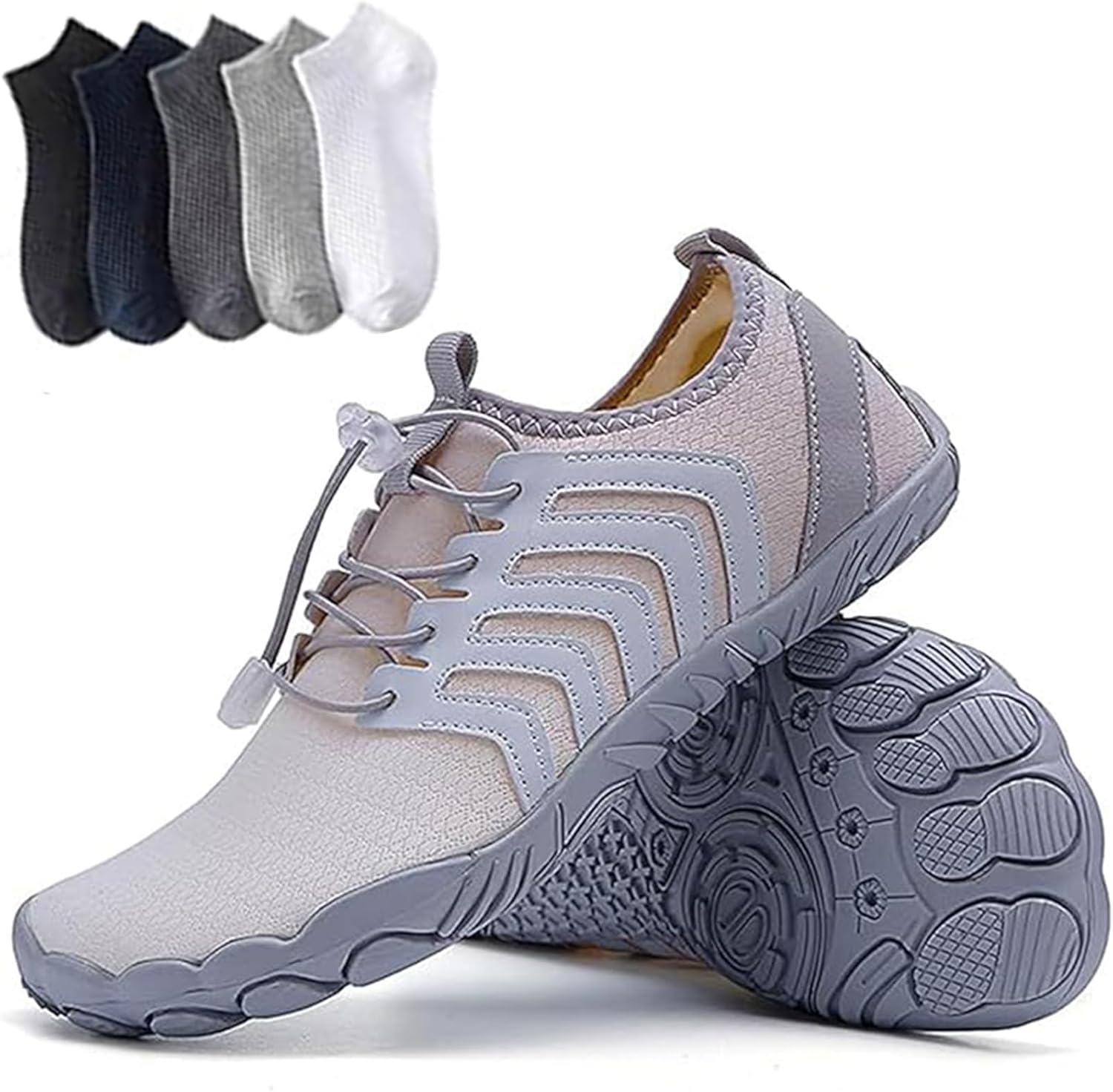 

Кроссовки с широкой носочной частью, дышащие, не скользящие, быстросохнущие, для воды, активного отдыха на улице, плавания, бассейна, пляжа, серфинга, прогулок, йоги на воде, реки, унисекс Giltpeak, серый