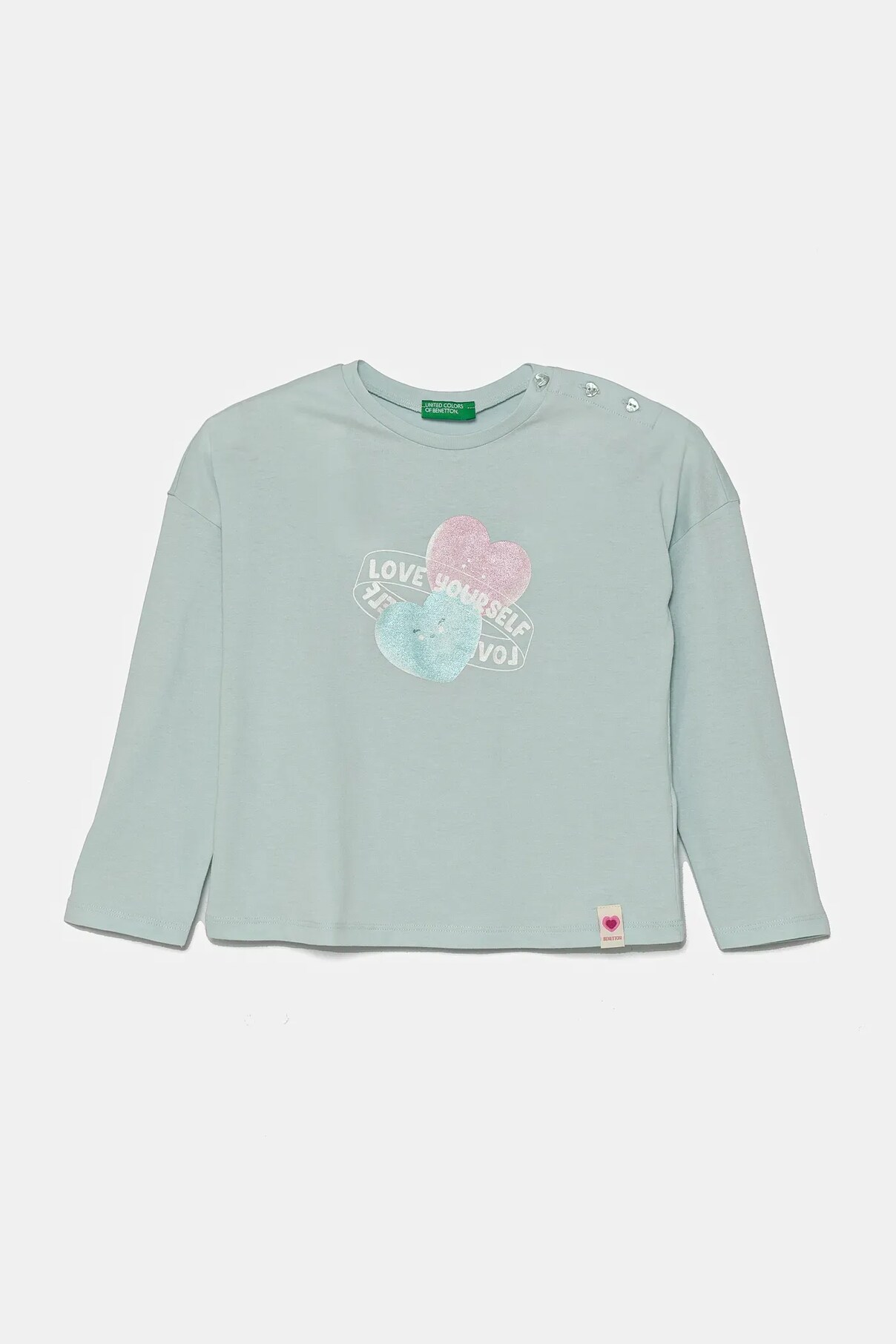 

Хлопковая детская кофта с длинными рукавами United Colors Of Benetton, бирюзовый