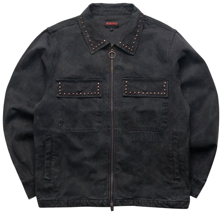 

Рабочая куртка Pleasures из коровьей кожи, черная