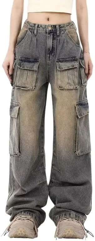 

Женские карго штаны с низкой посадкой и широкими карманами Lafaguw