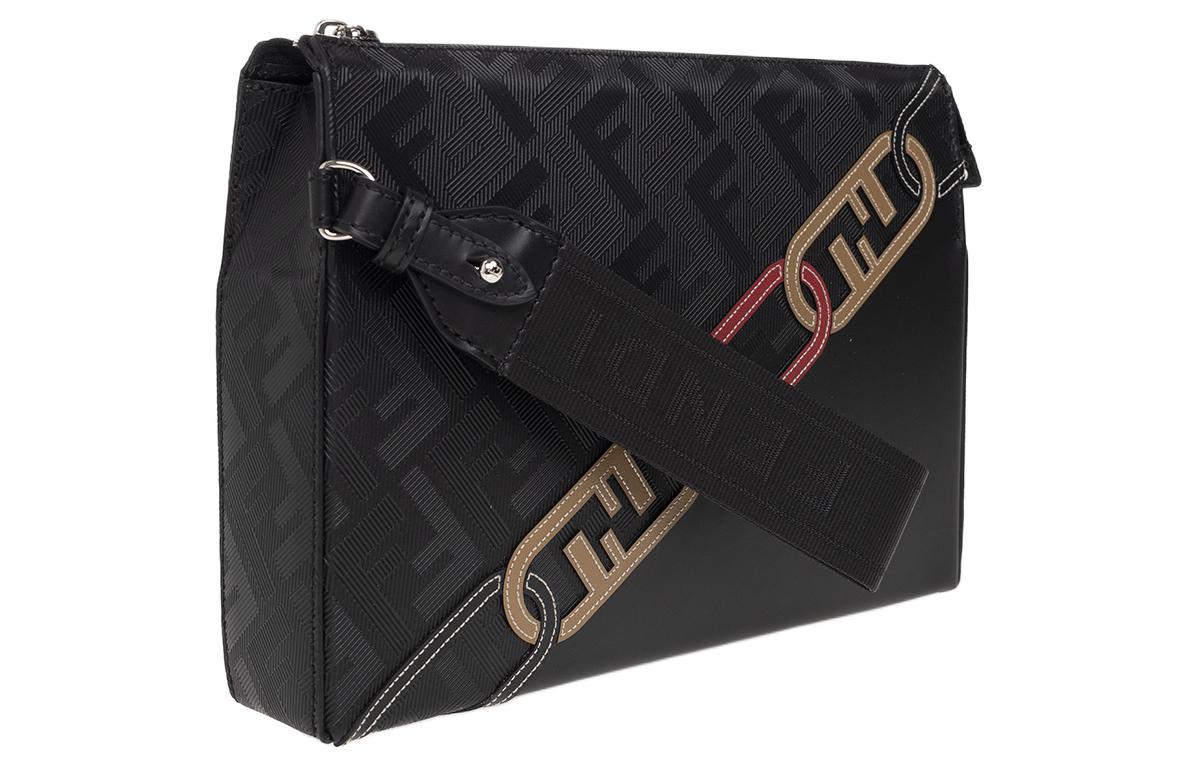 FENDI Кожаная мужская сумка на запястье клатч черная — фото 3