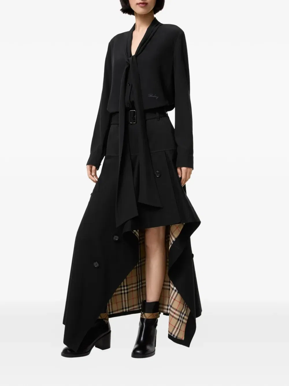 Юбка BURBERRY, асимметричный крой, рог буйвола, черный — фото 2